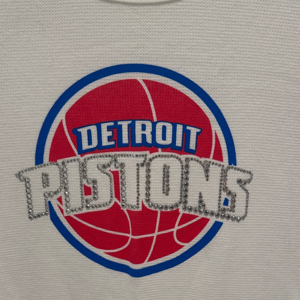 White Detroit Pistons Long Sleeve Tee - Picture 2 of 4